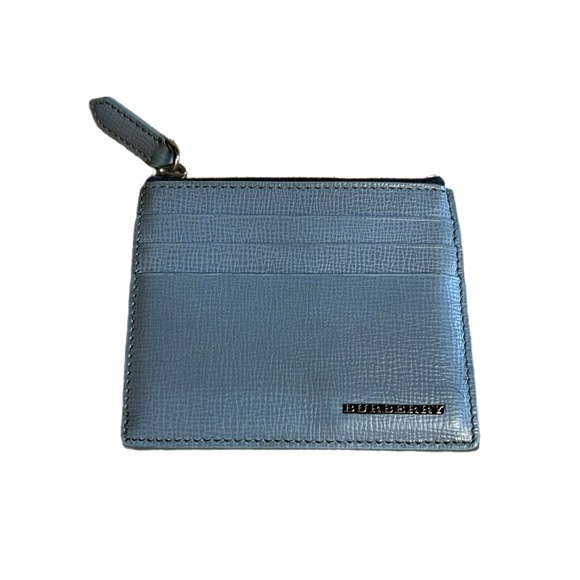 Burberry Baby Blue Croc-Embossed Saffiano Leather Card Case Holder w/zipper - Picture 2 of 7